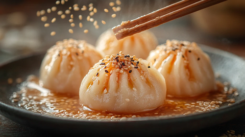 芝麻飞舞的抓饺瞬间