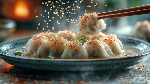 芝麻飞舞的抓饺瞬间