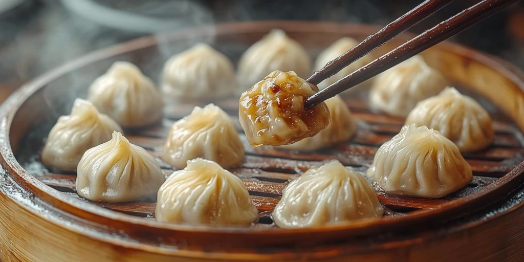 小笼包筷子夹取