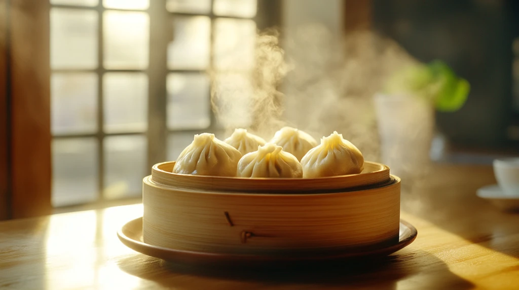 小笼包竹蒸笼美食