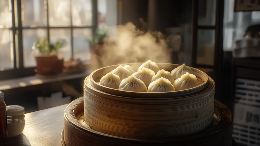 小笼包竹蒸笼美食