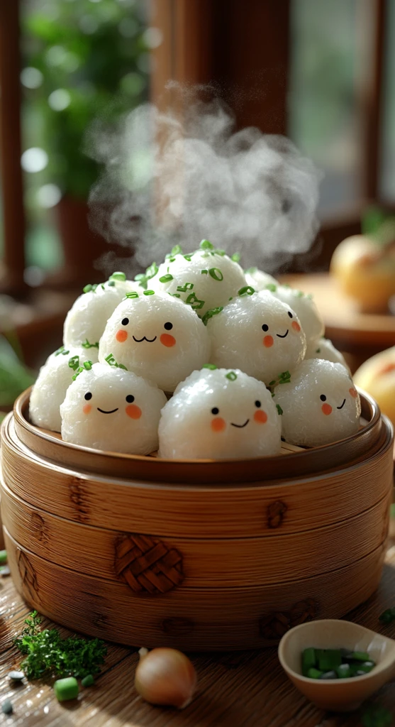 竹篮蒸饺阳光窗景