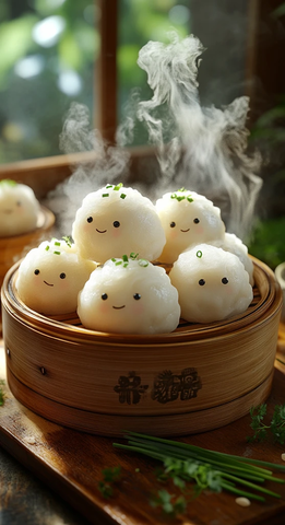 竹篮蒸饺阳光窗景