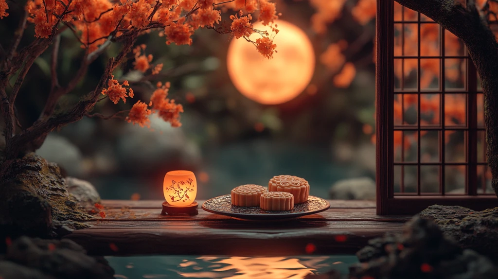 月饼桌面月光摄影