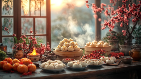 春节传统美食桌