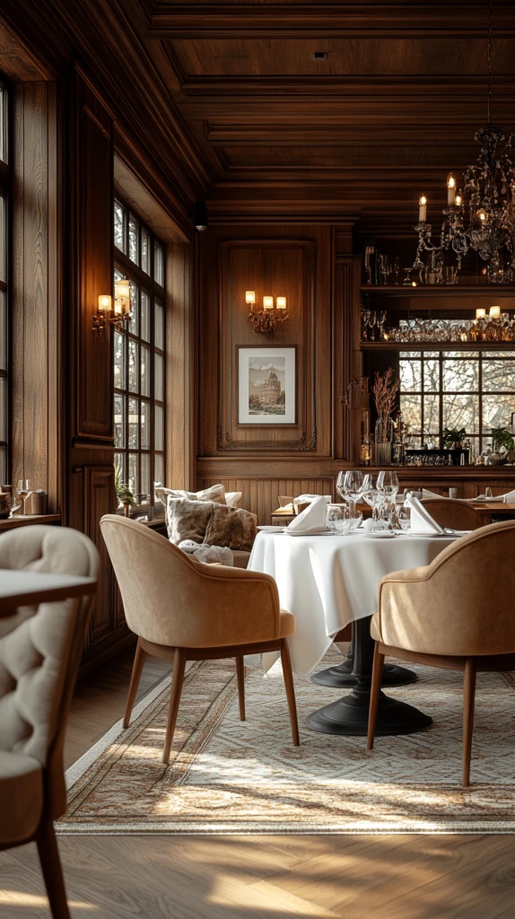 木墙餐厅餐桌布置