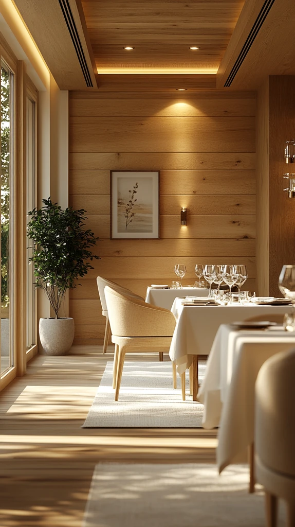 木墙餐厅餐桌布置