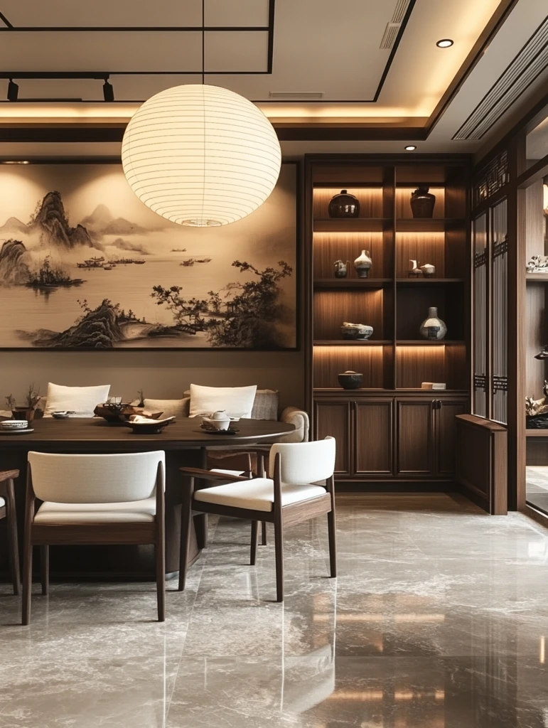 中式餐厅储物柜装饰