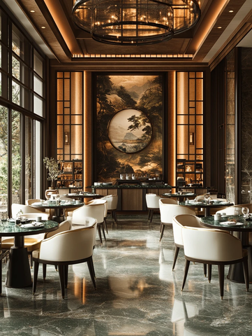 圆桌绿石墙面装饰