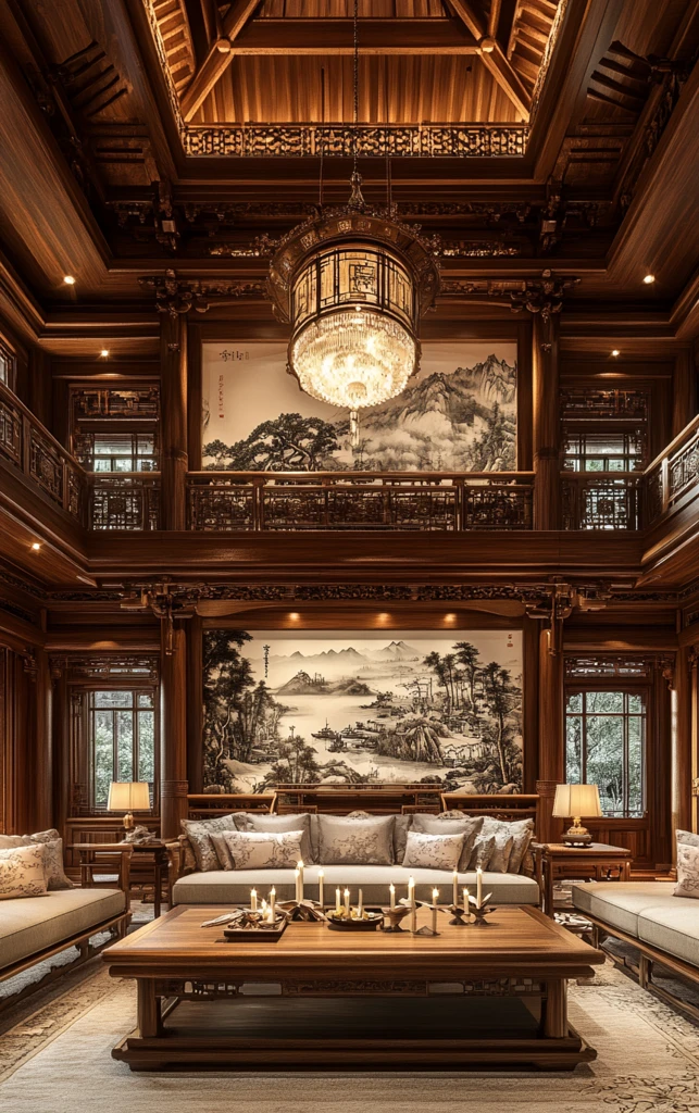 中式客厅木雕装饰