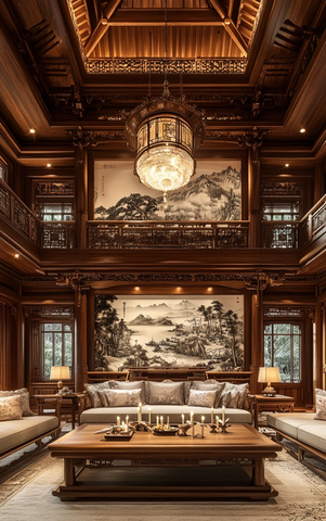 中式客厅木雕装饰