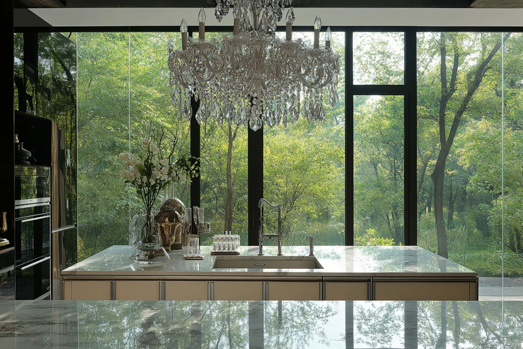 玻璃墙开放式厨房