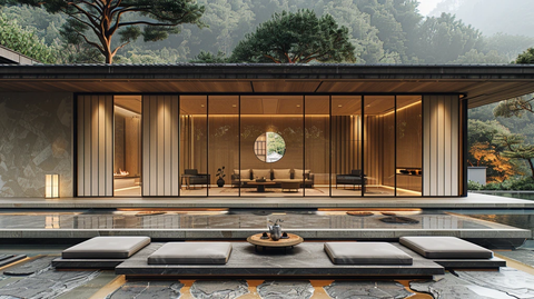 中式木框屋顶客厅