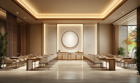 长桌椅布局餐厅设计