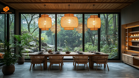 竹编灯饰餐厅布置