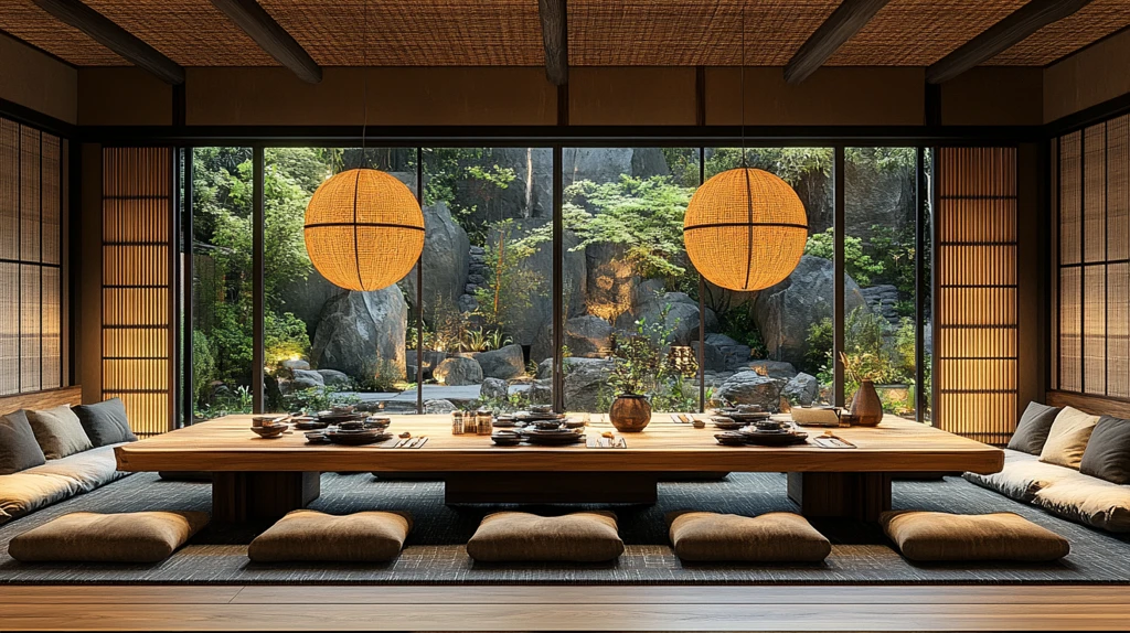 竹编灯饰餐厅布置