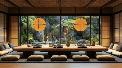 竹编灯饰餐厅布置