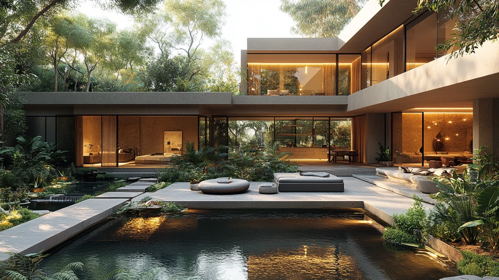 别墅大堂庭院水池