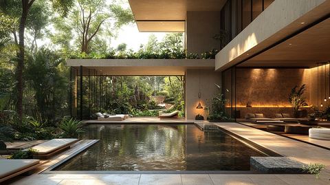 别墅大堂庭院水池