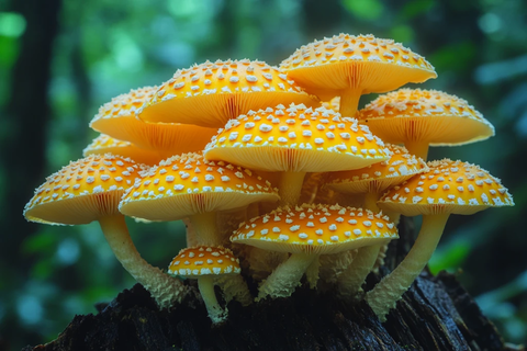 橙黄鳞伞菇群生