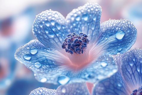 蓝绣球花朵细节