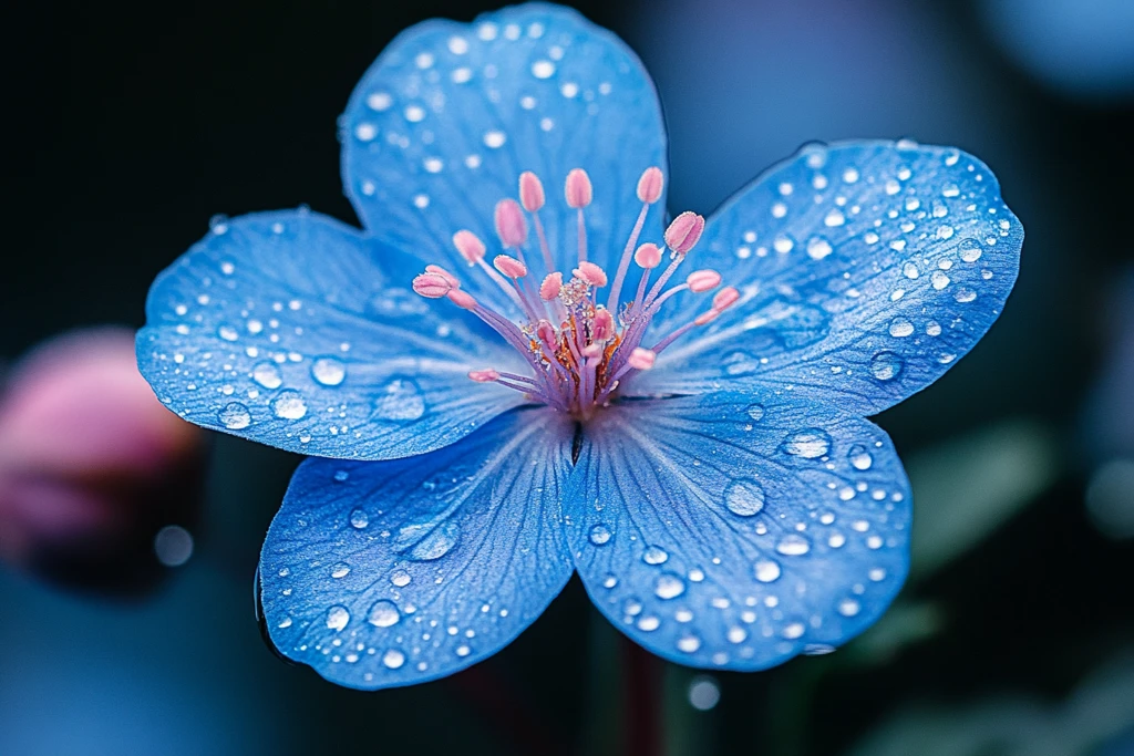 蓝花水珠自然景