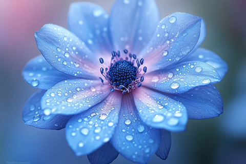 蓝花水珠自然景