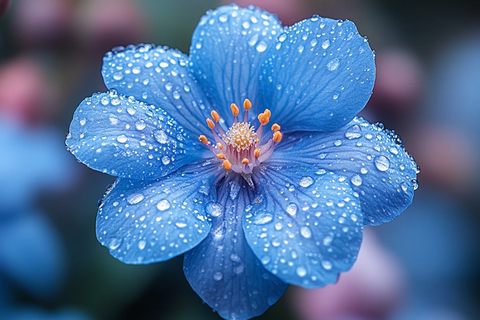 蓝花水珠自然景