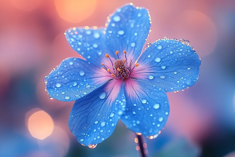 蓝花水珠自然景