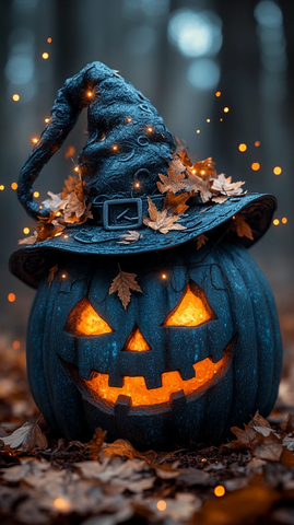 蓝色南瓜灯与巫师帽