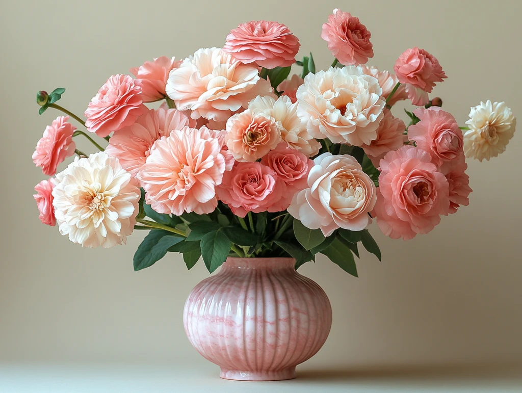 粉色花朵粉白花瓶