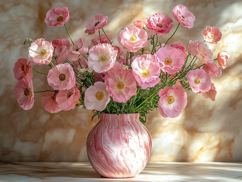 粉色花朵粉白花瓶