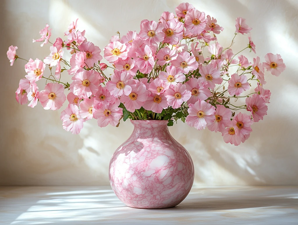 粉色花朵粉白花瓶