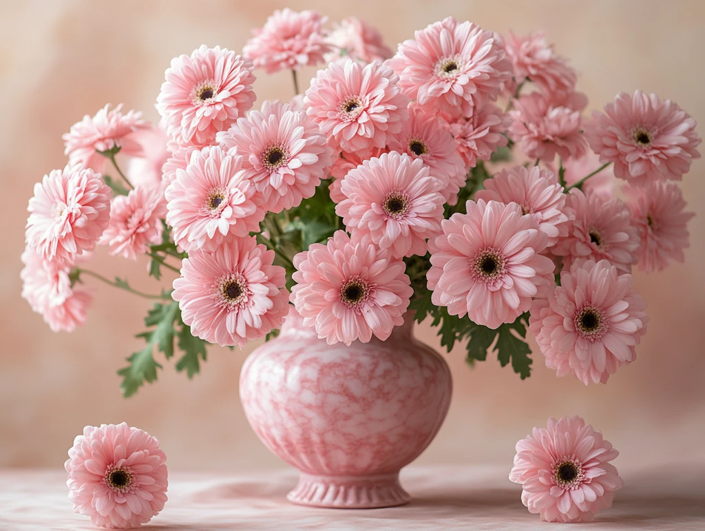 粉色花朵粉白花瓶