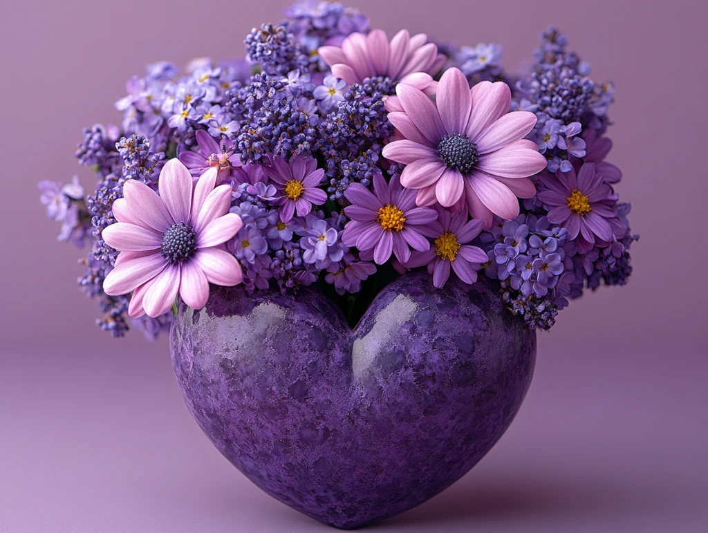 紫色花朵紫心花瓶