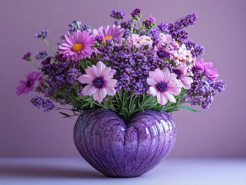 紫色花朵紫心花瓶