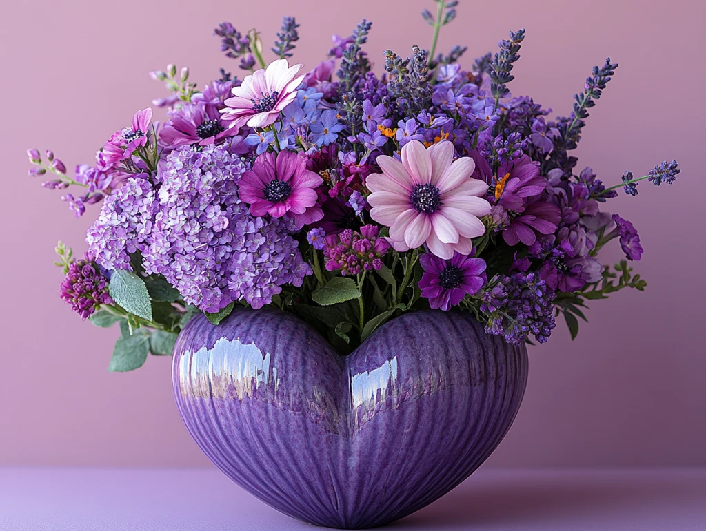 紫色花朵紫心花瓶