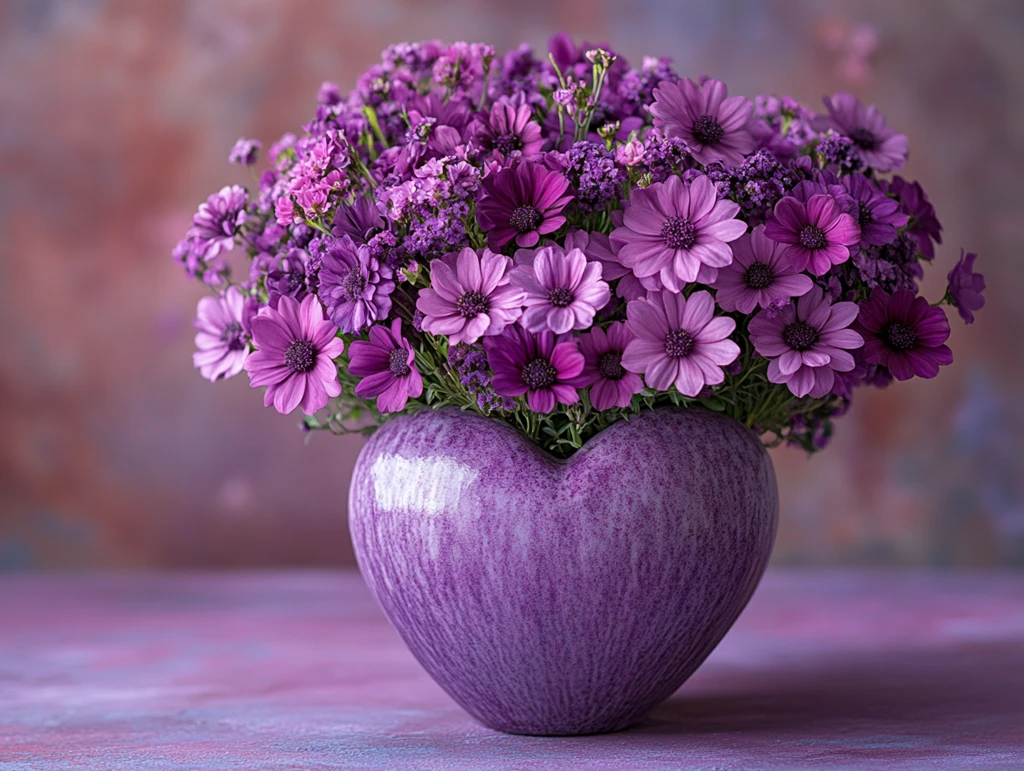 紫色花朵紫心花瓶