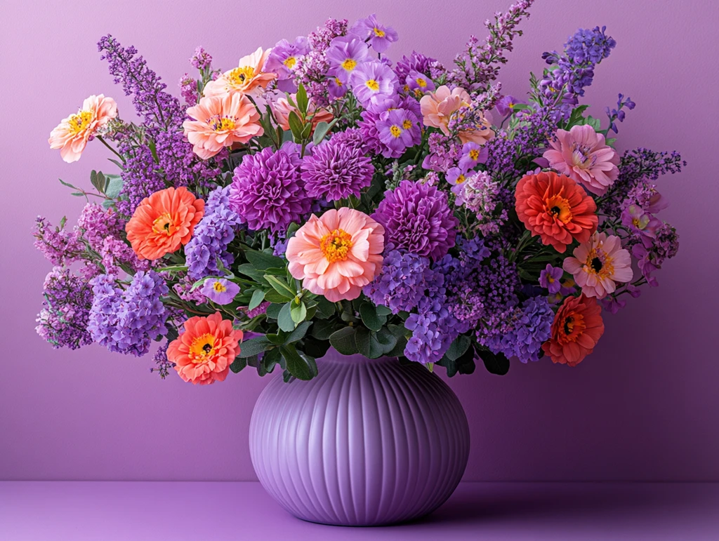 紫色花朵紫色花瓶