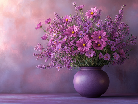 紫色花朵紫色花瓶