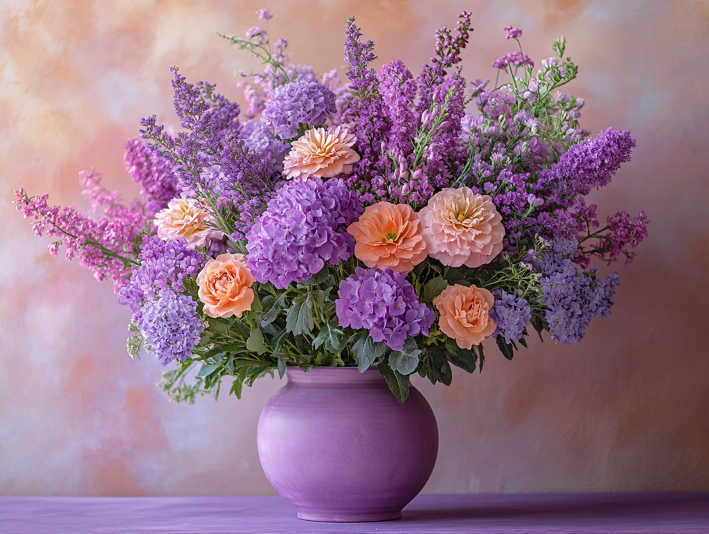 紫色花朵紫色花瓶