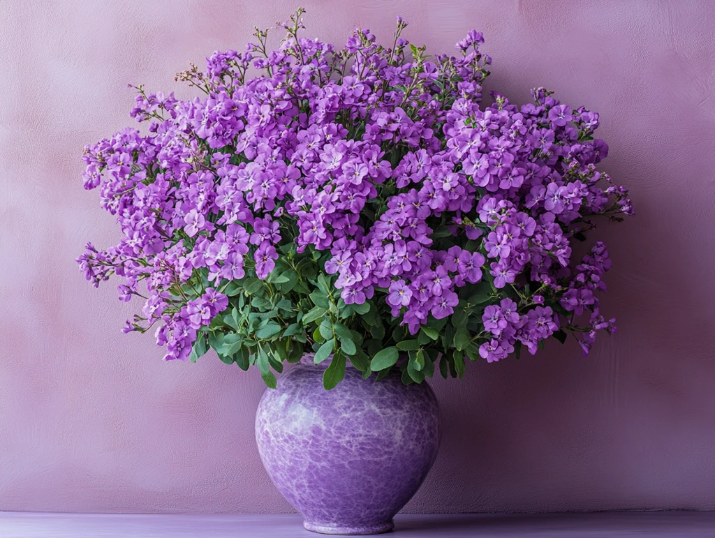 紫色花与紫色花瓶