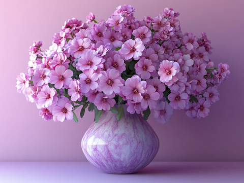 紫色花与紫色花瓶