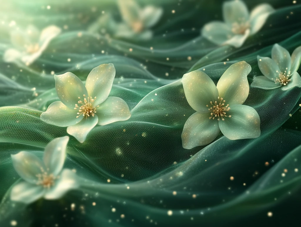 橄榄绿花纹网纱