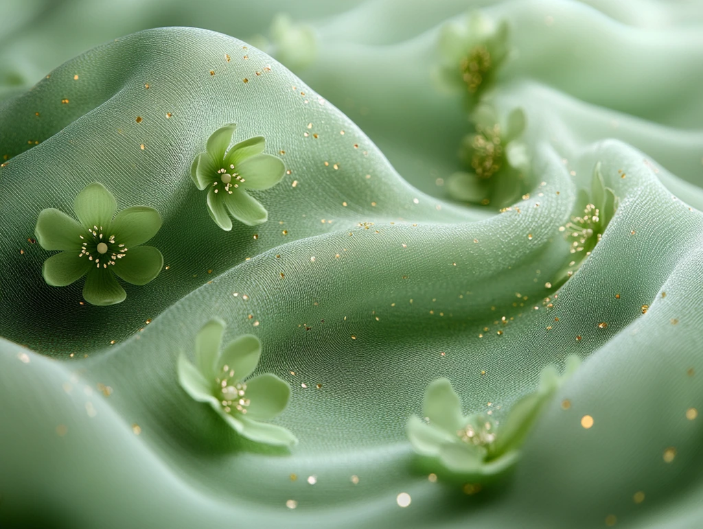 橄榄绿花纹网纱