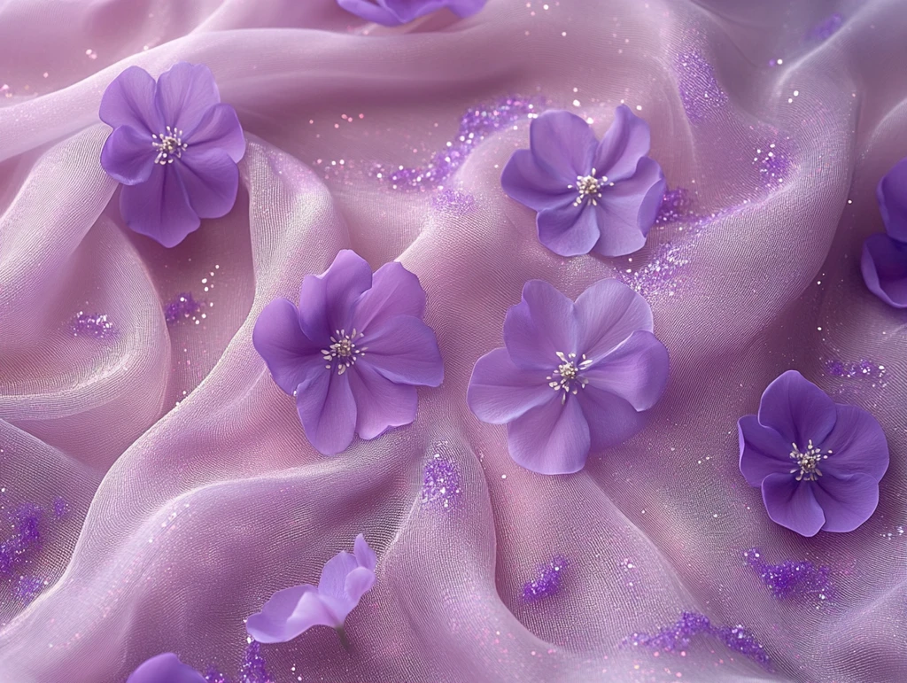 紫色波浪透明网纱