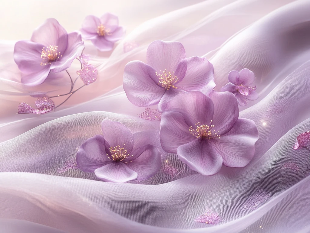 紫色波浪透明网纱