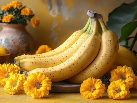 金黄香蕉与万寿菊