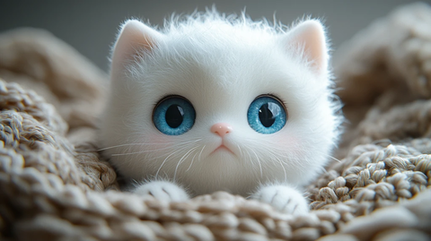 白猫蓝眼盲盒玩具