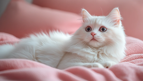 悠闲白猫卡通画